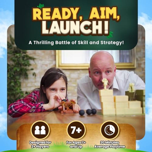 Catapult Feud Board Game Second Edition – Fun Family Activity For Kids & Adults, 2-Player Dexterity Game – Perfect For Play Night – Ages 7+ – Quick 20-Min Playtime