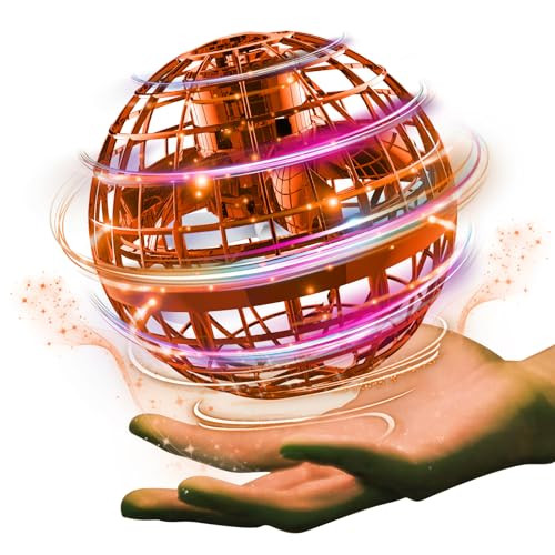 Ciniffo Flying Orb Ball Toy, Galaxy Ball Cosmic Globe Boomerang Hover Ball Fidget Spinner Mini Drone Cool Toys S For Boys Girls 6 7 8 9 10+ Year Old-Red And Orange, Joy In Every Spin
