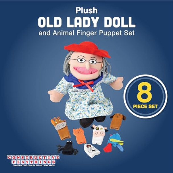 Constructive Playthings Constructive Playthings Plush "Old Lady" Doll And Animal Finger Puppet Props Set For "There Was An Old Lady Who Live Swallowed A Fly" Children'S Book, For Kids Ages 3+ Constructive Playthings Constructive Playthings Plush "Old Lady" Doll And Animal Finger Puppet Props Set For "There Was An Old Lady Who Live Swallowed A Fly" Children'S Book, For Kids Ages 3+