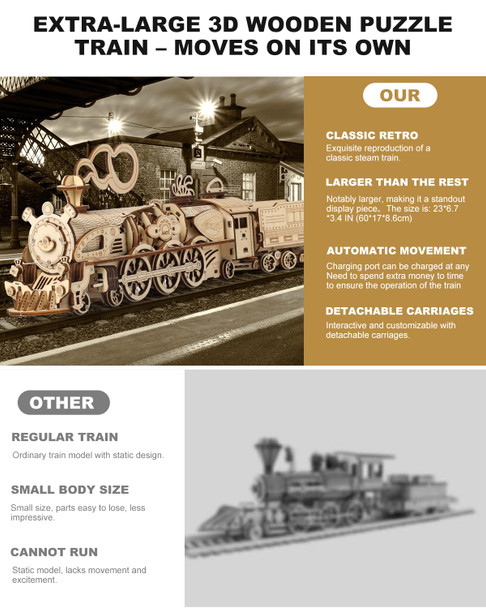 Coophit 3D Wooden Puzzles For Adults, Movable Diy Wooden Train Crafts Vehicle Building Model Car Kits, 3D Puzzles Birthday Present For Adults Teens Coophit 3D Wooden Puzzles For Adults, Movable Diy Wooden Train Crafts Vehicle Building Model Car Kits, 3D Puzzles Birthday Present For Adults Teens