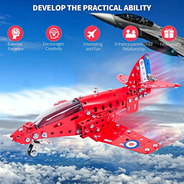 Coskehan Stem Assembled Model Plane Kit Building Toy, 201 Pieces Stem Projects Airplane Building Kits For Kids Age 8-12, Stem Educational Model Kit S For Teenage Boys & Girls 8+, Red, 793 Inch