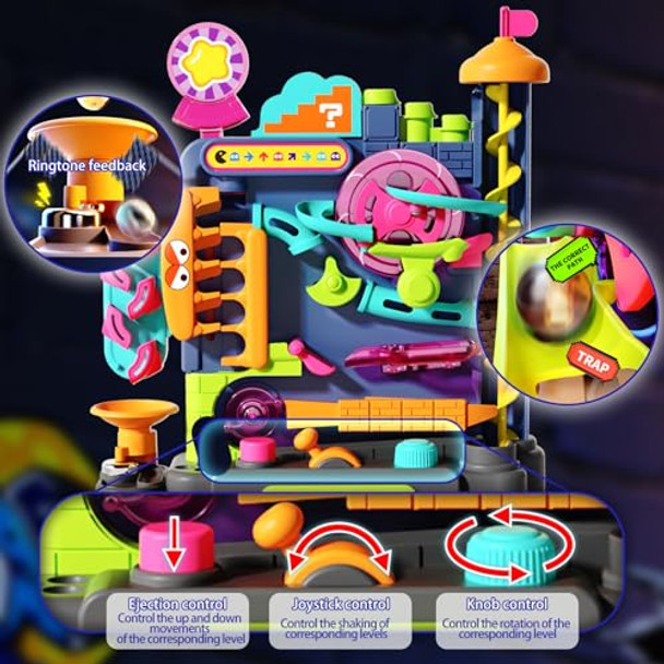 Couomoxa Marble Run Board Game For Kids: 3 4 5 6 7 8 9 10 11 Years Old Vertical Marble Obstacle Challenge For Boys Girls - Fun Obstacle Maze Stem Toy For Preschool - Christmas Birthday Ages 3+