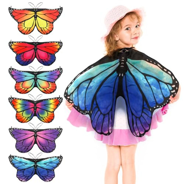 Covzoe 6 Pieces Butterfly Wings, Fairy Angel Dress Up Wings Bulk, Princess Costume Cape Butterfly Accessories Kit For Kids Cosplay, Christmas Party, Birthday S, Halloween