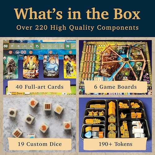 Daily Magic Games Castellans Board Game - Valeria Universe Of Games - Strategy Board Game With Dice Drafting, Resource Management, And Area Control. Game Night For 1-5 Players, Solo Game Mode