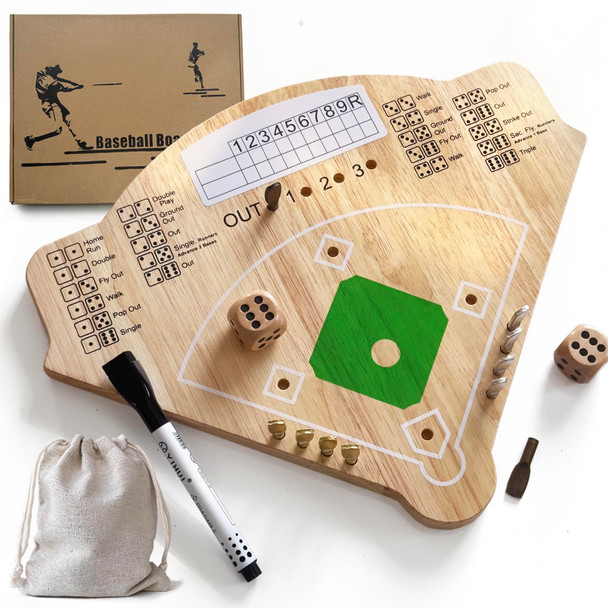 Deartisan Baseball Board Game, Oak Made Leisure Game For All Ages Sport Wooden Adult Battle Table Game For Family Party Holiday Coffee Travel Time Gameboard (Model Y)