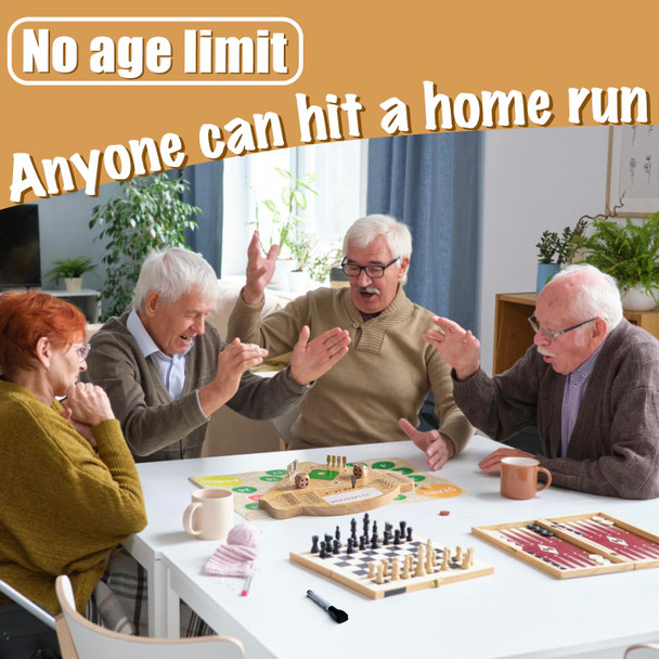 Deartisan Baseball Board Game, Oak Made Leisure Game For All Ages Sport Wooden Adult Battle Table Game For Family Party Holiday Coffee Travel Time Gameboard (Model Y)