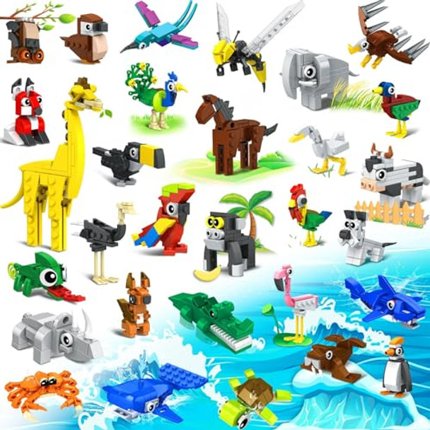 Demkia 30 Packs Party Favors For Kids - Stem Toys Mini Animals Building Blocks Sets For Goodie Bags Stuffers Classroom Prizes, Valentines Day Birthday S For Boys Girls Ages 6+