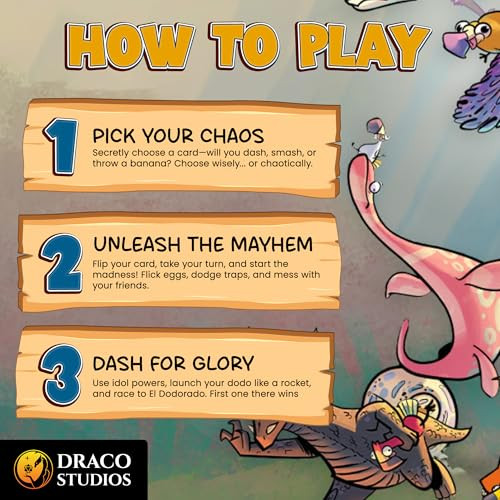 Draco Studios Dodos Riding Dinos: Dodo Dash – Family Board Games For Adults & Kids Ages 1+, Kids Games With 9 Toy Dinosaurs & Tracks For A Fun Family Game Night, Preschool Toys For 2-6 Players