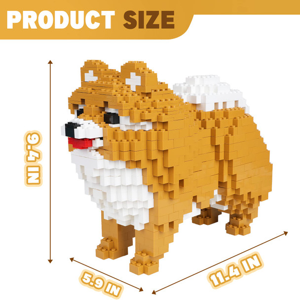 Ep Exercise N Play Pomeranian 1250Pcs Diy 3D Building Blocks Set - Life-Size Dogs & Animals
