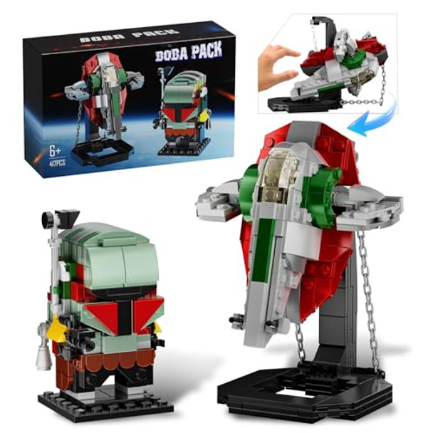 Evoftior Boba Fett Starship Microfighter Tensegrity Building Set, Boba Fett Brick Figure Headz And Slave 1 Tensegrity Model Compatible With Lego - Custom Set Evoftior Boba Fett Starship Microfighter Tensegrity Building Set, Boba Fett Brick Figure Headz And Slave 1 Tensegrity Model Compatible With Lego - Custom Set