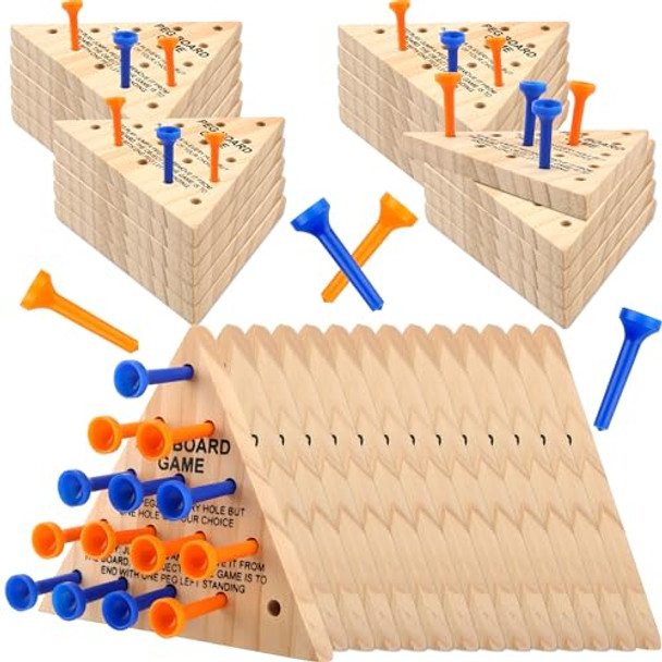 Feradny 54 Pack Wooden Triangle Peg Game Fun Peg Board Games Learning Puzzles Strategy Toy Family Wooden Educational Board Game For Teens Adults Travel Gathering