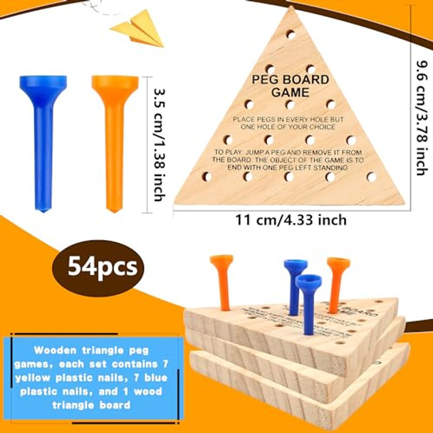 Feradny 54 Pack Wooden Triangle Peg Game Fun Peg Board Games Learning Puzzles Strategy Toy Family Wooden Educational Board Game For Teens Adults Travel Gathering