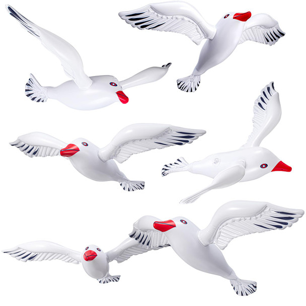 Foilswirl 10 Pcs Large Inflatable Seagull Ornaments 24.41 X 13.78 Inch Summer Blow Up Seagull Beach Bird Party Decoration Flying Seabird Balloon For Birthday Baby Shower Hawaiian Pool