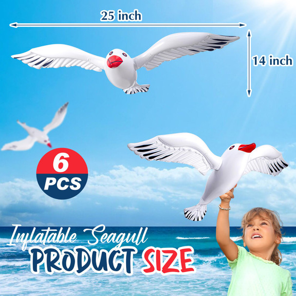 Foilswirl 10 Pcs Large Inflatable Seagull Ornaments 24.41 X 13.78 Inch Summer Blow Up Seagull Beach Bird Party Decoration Flying Seabird Balloon For Birthday Baby Shower Hawaiian Pool