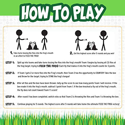 Franklin Sports Feed The Frog Kids Target Game - Fun Interactive Game For Indoor And Outdoor - Play With Friends And Family - Includes Frog Target, 3 Flies And 1 Bee