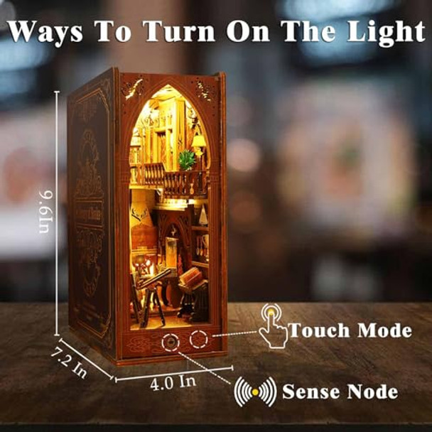Funle Book Nook Kit For Adult, Diy Miniature Dollhouse Booknook Kit With Led Lights, 3D Wooden Puzzle Bookend For House Home Library Decor Funle Book Nook Kit For Adult, Diy Miniature Dollhouse Booknook Kit With Led Lights, 3D Wooden Puzzle Bookend For House Home Library Decor