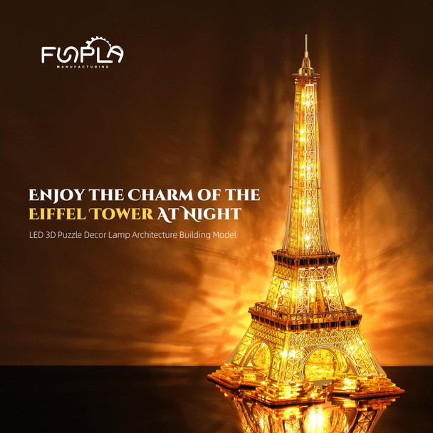 Funpola Led 3D Puzzle Eiffel Tower Building Model - 3D Architecture Building Model - Landmark Of Paris At Night - 3D Acrylic Puzzle Décor Lamp Diy Ornament Nightlight(Standard,Gold) Funpola Led 3D Puzzle Eiffel Tower Building Model - 3D Architecture Building Model - Landmark Of Paris At Night - 3D Acrylic Puzzle Décor Lamp Diy Ornament Nightlight(Standard,Gold)