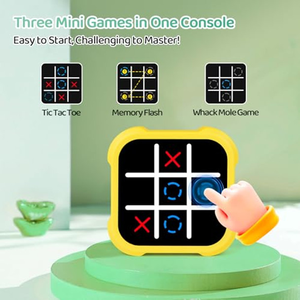 Garmee Electronic Tic Tac Toe Game - Electronic Puzzles Portable Handheld Games, 3-In-1 Tic Tac Toe Bolt Game Travel Tic Tac Toys For Educational Memory Growth, Infinite Tic-Tac-Toe Board Games For Ages 3+