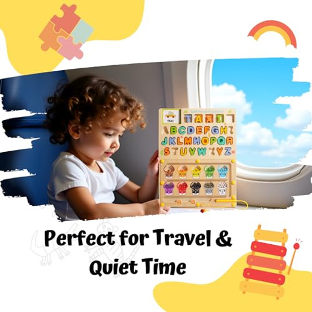 Globe Trends Wooden Puzzle Board For Kids Montessori Educational Toys Toddlers Preschool Learning Activities 3 4 5 6 Year Old Girls Boys Birthday S Travel Toys For 3+ And Alphabet Magnetic Maze Ages 3-5 Globe Trends Wooden Puzzle Board For Kids Montessori Educational Toys Toddlers Preschool Learning Activities 3 4 5 6 Year Old Girls Boys Birthday S Travel Toys For 3+ And Alphabet Magnetic Maze Ages 3-5
