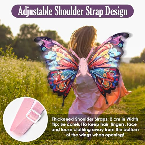 Goldge D Led Electric Fairy Wings For Girls - Moving Butterfly Wings With Lights And Music - Toy For Halloween, Valentine, Birthday, Christmas, Party Costume, Princess Cosplay And Dress-Up