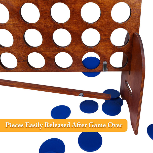 Gothink 3 Foot Giant Wooden 4 In A Row Game With Carrying Bag, Connect The 4 Discs Of Same Colour In A Row Game For Outdoor School Field Day