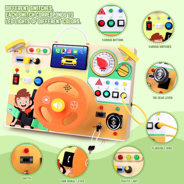 Grarain 23 In 1 Busy Board Montessori Toys For 1-3 Year Old Wooden Learning Educational Toy For Toddlers With 15 Switches, 26 Led Lights, Music Boxes, Locks,Zippers Toddler Sensory Toys For Soothing A Baby Grarain 23 In 1 Busy Board Montessori Toys For 1-3 Year Old Wooden Learning Educational Toy For Toddlers With 15 Switches, 26 Led Lights, Music Boxes, Locks,Zippers Toddler Sensory Toys For Soothing A Baby