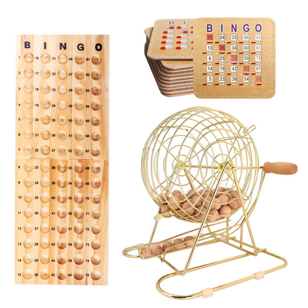 Gse Games & Sports Expert Gse Games & Sports Expert Deluxe Bingo Game Set With Large Brass Cage, 50 Shutter Slide Cards, Master Board, Calling Balls For Large Groups, Parties, Bingo Hall, Game Night