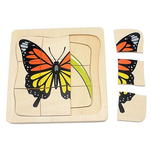 Gudong Toddler Montessori Science Toys Life Cycle Of Butterfly Grow Up 3D Puzzle Panel Preschool Infant Animals & Nature Kindergarten Butterfly Growth Puzzle