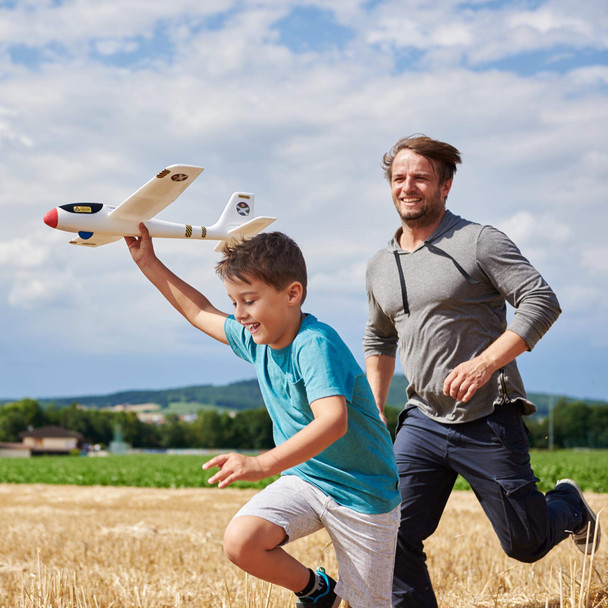 Haba Terra Kids Maxi Hand Glider With Boomerang Setting - Easy To Assemble 22" Sturdy Styrofoam Airplane With Decals