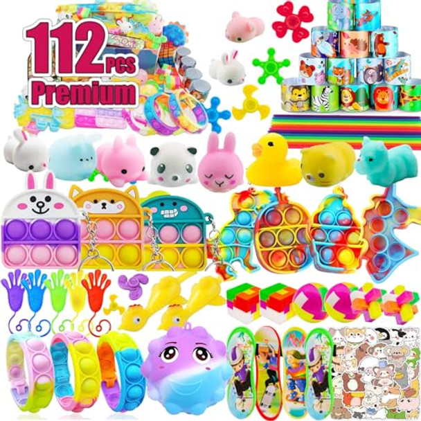 Haicoro 112 Pcs Pop Party Favors Toys For Kids,Premium Pop Fidget Toys For All Ages Kids,Assortment Pinata Stuffers,Classroom Prizes,Prize Box Toys,Goody Bag Fillers,Carnival Prizes For Boys And Girls 4-10