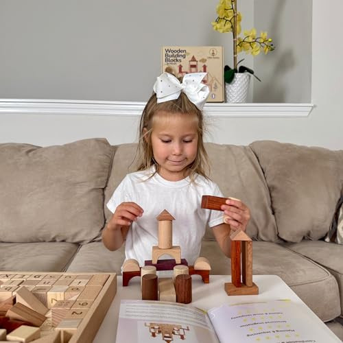 Hexagonwooden Building Blocks For Toddlers & Kids Ages 3–8 86 Pcs Montessori Alphabet & Number Set Fsc Beech Wood Stem Toy W/Storage & Learning Guide