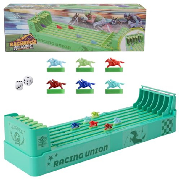 Hooyiyuux Derby Horse Racing Game - Electric Board Game With 6 Horses And 2 Dice, Mini Tabletop Race Game, Horseopoly For Adults, Friends, Family Parties - S Hooyiyuux Derby Horse Racing Game - Electric Board Game With 6 Horses And 2 Dice, Mini Tabletop Race Game, Horseopoly For Adults, Friends, Family Parties - S