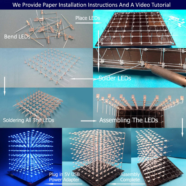 Icubesmart 3D Led Cube Light Diy Kit With 3D Animation Editing Software Squared Led 8X8X8 Electronic Toy For Children And Teenagers Learning Activities Suit(3D8S-Blue) Icubesmart 3D Led Cube Light Diy Kit With 3D Animation Editing Software Squared Led 8X8X8 Electronic Toy For Children And Teenagers Learning Activities Suit(3D8S-Blue)