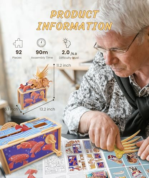 Ilo Iló 3D Puzzles For Adults, Diy Mechanical Wooden Puzzle Model Kit For Adults & Teens, Building Sets For Kids 14+, Music Box Not Included, Stem Toys Brainteaser, Unique , Decor, Cat'S Paradise