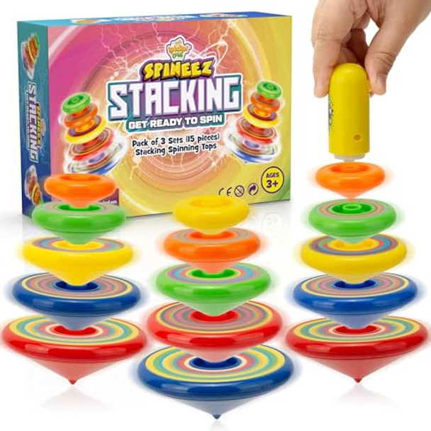 Ipidipi Toys Spineez Stacking Spinning Tops For Kids – Set Of 3, 15-Piece Ufo Spinner Toys – Ideal Birthday Party Favors, Goodie Bag Stuffers, School Prizes, Classroom Rewards For Boys & Girls Ipidipi Toys Spineez Stacking Spinning Tops For Kids – Set Of 3, 15-Piece Ufo Spinner Toys – Ideal Birthday Party Favors, Goodie Bag Stuffers, School Prizes, Classroom Rewards For Boys & Girls