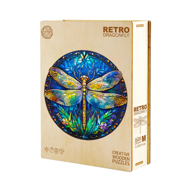 Jigfoxy Wooden Puzzles For Adults, Retro Dragonfly Wood Puzzles Adult, Unique Animal Shape Wooden Jigsaw Puzzles For Adults, Birthday S For Puzzle Lovers Family Friend (L-13.4 13.4In-295Pcs)
