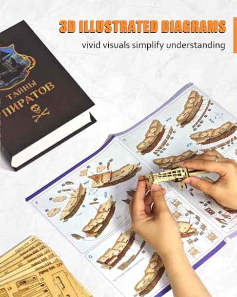 Jigtoy 3D Wooden Puzzles For Adults - Pirate Ship Model Kit,3D Wooden Flying Dutchman Pirate Ship Puzzle Jigtoy 3D Wooden Puzzles For Adults - Pirate Ship Model Kit,3D Wooden Flying Dutchman Pirate Ship Puzzle