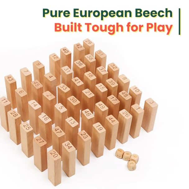 Jovi-Mindly ＆Notchies 46 Pieces Wood Block Board Games Stacking Tower Game Ages 6+ 1 Or More Players Party Games For Kids Family Games