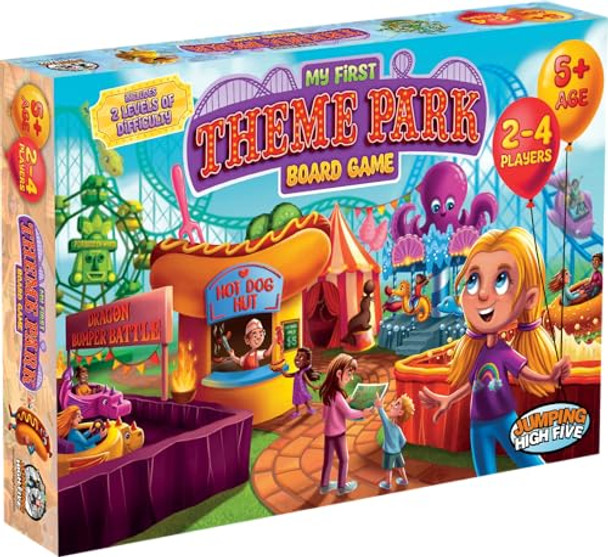 Jumping High Five My First Theme Park Board Game For Kids Ages 5+- Build An Amusement Park With Cute Rides & Games - Fun Family Tile-Placement Strategy Game - Easy To Learn - Educational For Boys & Girls