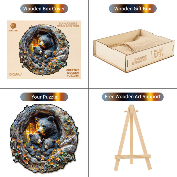 Kaayeewood Puzzle 3D Visual Child Black Bear-Xl Unique Shape Advanced Wood Puzzle For Adults,Holiday Birthday ,Craft Kit