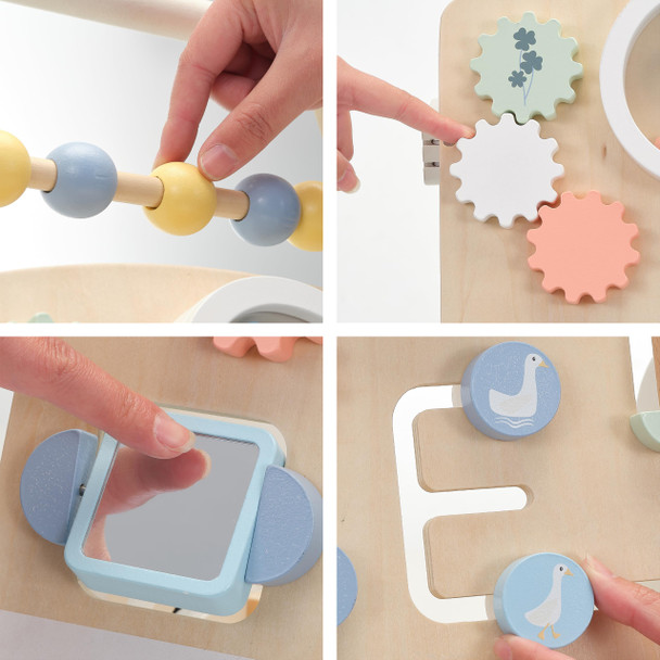 Kizknows Wooden Baby Push Walker, 6-In-1 Montessori Activity Center For Toddlers, Adjustable Speed Dinosaur Walker With Brake & Shape Sorter, Natural Solid Wood Learning Toy For Boys Girls 12M+