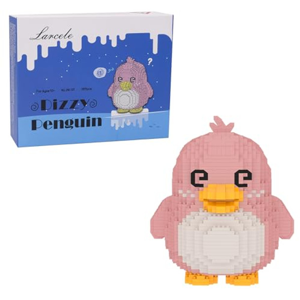 Larcele Micro Building Blocks Animal Set, Diy Mini 3D Building Toy Bricks,1519 Pieces Kljm-07 (Dizzy Penguin)