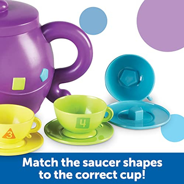 Learning Resources Serving Shapes Tea Set - 11 Pieces, Ages 2+ Pretend Play Toys For Toddlers, Preschool Learning Toys, Kitchen Play Toys For Kids