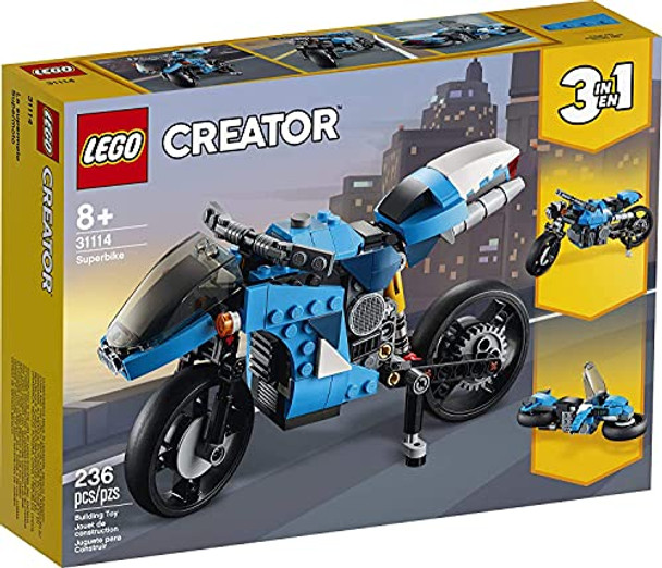 Lego Creator 3In1 Superbike 31114 Toy Motorcycle Building Kit Makes A Great For Kids Who Love Motorbikes And Creative Building, (236 Pieces)