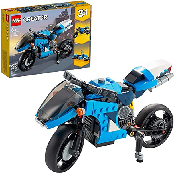 Lego Creator 3In1 Superbike 31114 Toy Motorcycle Building Kit Makes A Great For Kids Who Love Motorbikes And Creative Building, (236 Pieces)