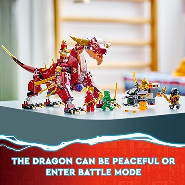 Lego Ninjago Heatwave Transforming Lava Dragon 71793 Building Toy Set, Features A Ninja Dragon, A Hovercraft Vehicle And 5 Minifigures, Lava Dragon Toy For Kids Ages 8+ Who Love Ninja Adventures