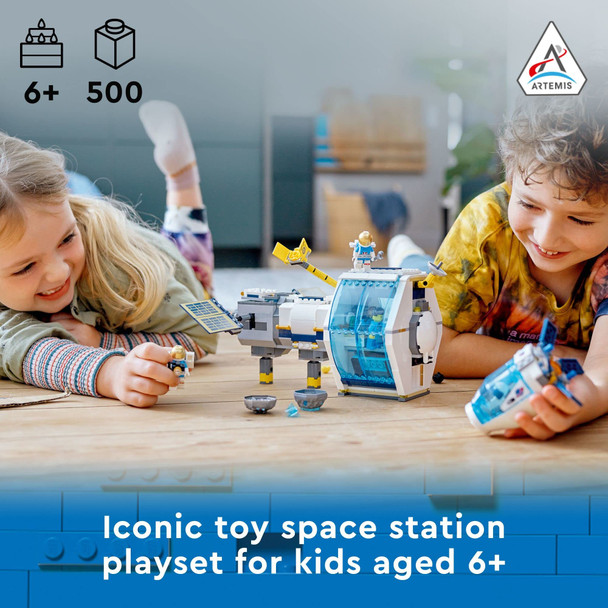 Lego City Lunar Space Station, 60349 Nasa Inspired Building Toy, Model Set With Docking Capsule, Labs And 5 Astronaut Minifigures