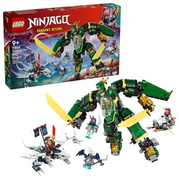 Lego Ninjago Lloyd'S Jet Mech Building Toy - Model Building Kit For Boys & Girls, Ages 9+ - Transforming Playset For Kids W/ 5 Ninja Toy Minifigures - Dragons Rising Idea For Birthdays - 71845