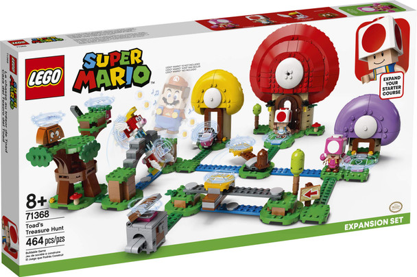 Lego Super Mario Toad'S Treasure Hunt Expansion Set 71368 Building Kit Toy For Kids To Boost Their Super Mario Adventures With Mario Starter Course (71360) Playset (464 Pieces)