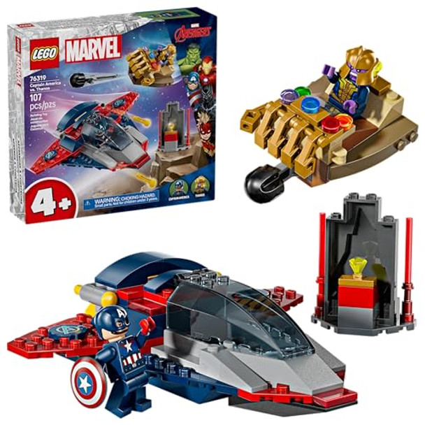 Lego Marvel Captain America Vs. Thanos Building Toy - Pretend Play Set For Boys & Girls, Ages 4+ - Kids Building Blocks W/ 2 Super Hero Toy Minifigures - Idea For Birthdays - 76319